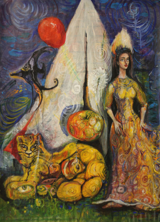 Painting titled "Сумерки" by Varvara Dmitrieva, Original Artwork, Tempera