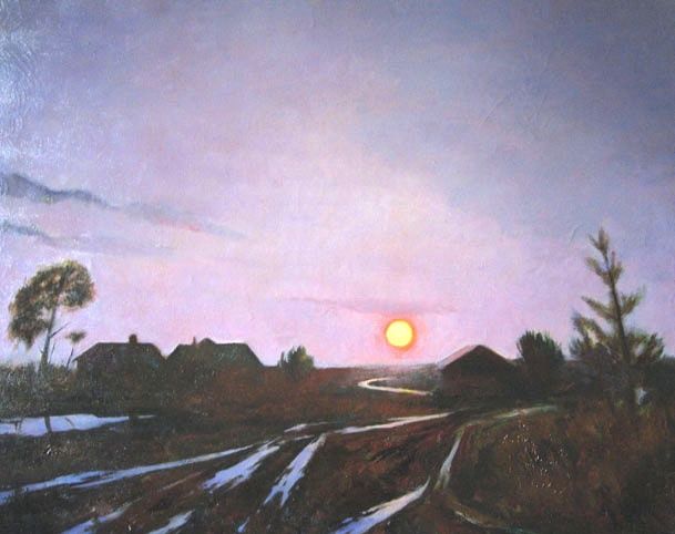 Schilderij getiteld "Восходящее солнце" door Aleksandr Beliakov, Origineel Kunstwerk