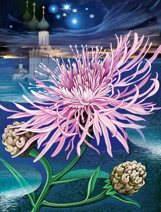Digitale Kunst mit dem Titel "Die zierliche Blume" von Konstantin Avdeev, Original-Kunstwerk, Digitale Malerei