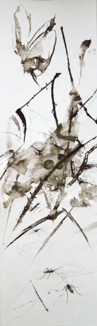 Pittura intitolato "Les insectes d'eau…" da Aachi Aavd, Opera d'arte originale, Calligrafia Cinese