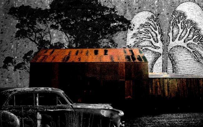 Estampas & grabados titulada "no garage in sight" por Andre Van Der Kerkhoff, Obra de arte original