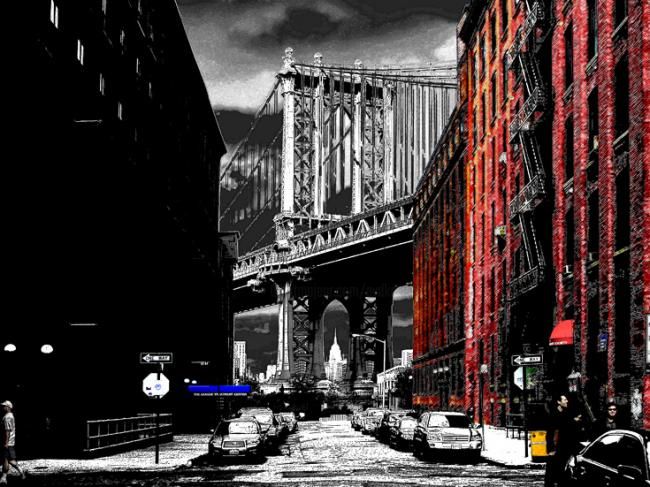 Fotografía titulada "brooklyn bridge blu…" por Andre Van Der Kerkhoff, Obra de arte original