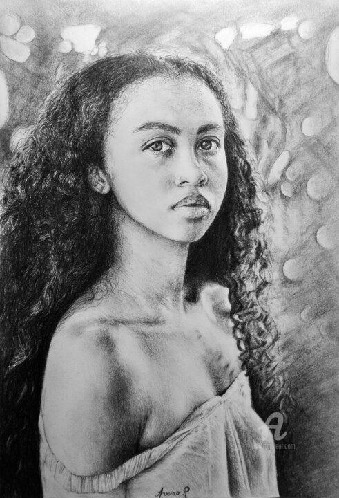 Drawing titled "Rhéia" by Aveiro R., Original Artwork, Graphite