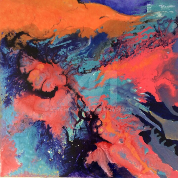 Peinture intitulée "ISLANDE 1" par Jenny Avenel, Œuvre d'art originale, Peinture vitrail