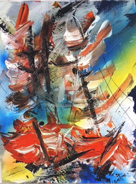 Malarstwo zatytułowany „les pirates” autorstwa Aventuriero, Oryginalna praca, Akryl Zamontowany na Drewniana rama noszy