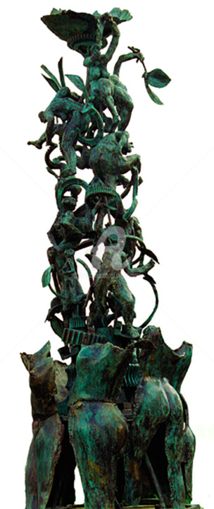 Sculpture intitulée "la fontaine des amo…" par Aventuriero, Œuvre d'art originale, Bronze
