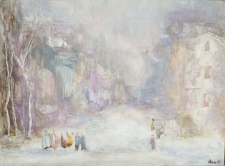 Pittura intitolato "Cityscape" da Avesh, Opera d'arte originale, Olio