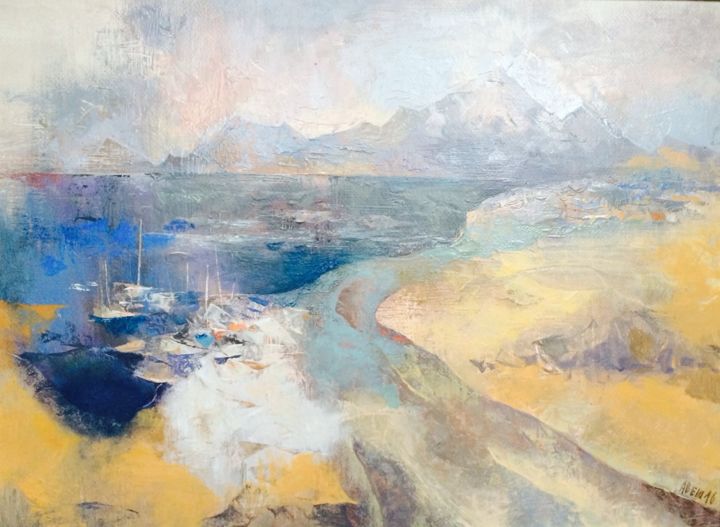 Malerei mit dem Titel "Landscape" von Avesh, Original-Kunstwerk, Öl