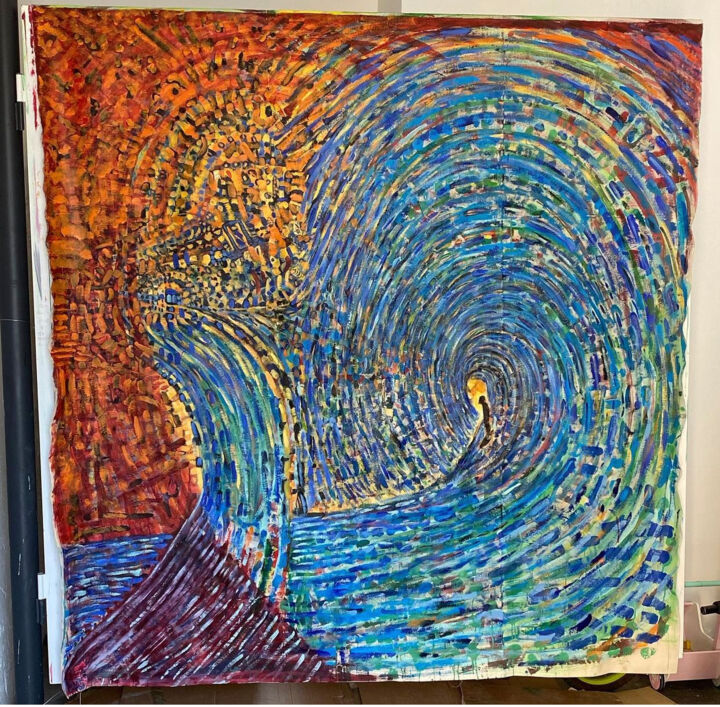 Schilderij getiteld "My wave" door Avi Benshoshan, Origineel Kunstwerk, Acryl