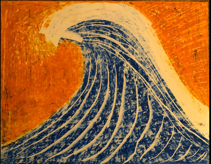 Pittura intitolato "Wave" da Avi Benshoshan, Opera d'arte originale, Pastello