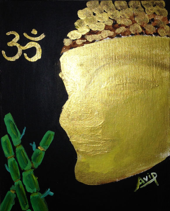 Painting titled "Namaste" by Avi Peretz, Original Artwork, Oil