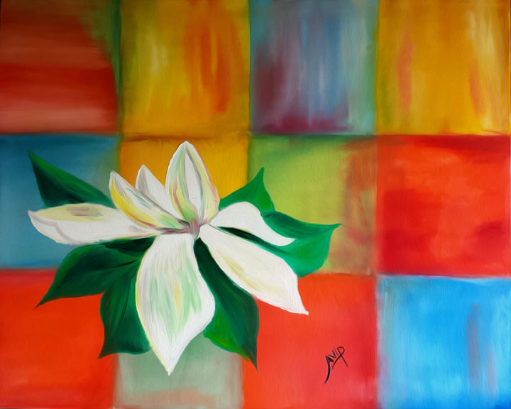Painting titled "Gardenia" by Avi Peretz, Original Artwork