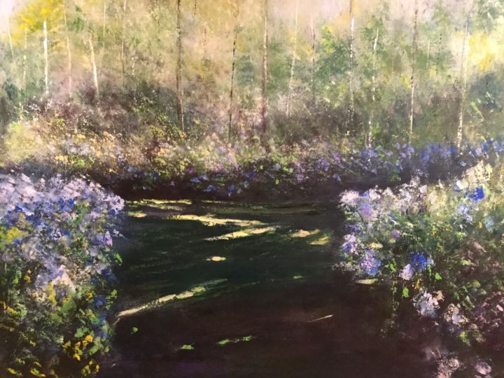 Schilderij getiteld "Le parc aux fleurs" door Anne Vignau, Origineel Kunstwerk, Acryl