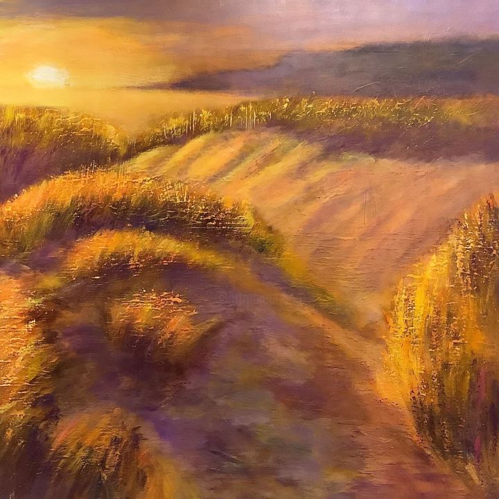 Peinture intitulée "Oyats au coucher" par Anne Vignau, Œuvre d'art originale, Acrylique