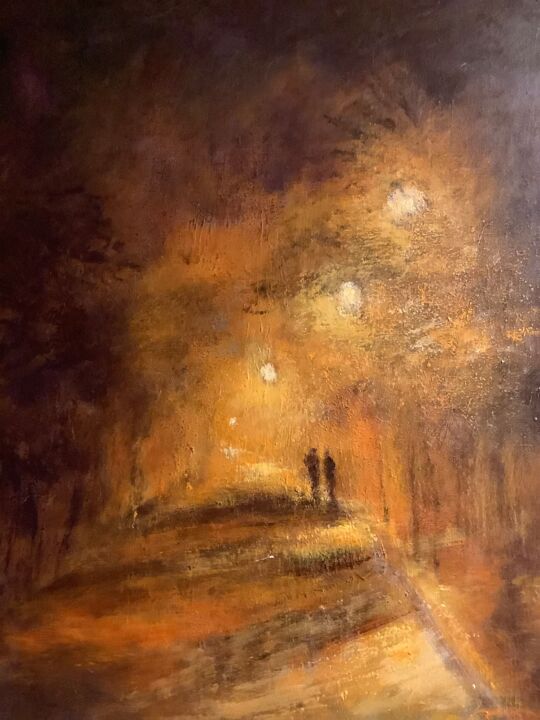 Painting titled "Une promenade du so…" by Anne Vignau, Original Artwork, Acrylic