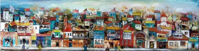 Картина под названием "Old Tbilisi street" - Avtandil Nikabidze, Подлинное произведение искусства