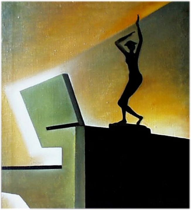 Malerei mit dem Titel "The Statuette in In…" von Vladimir Abaimov, Original-Kunstwerk, Öl