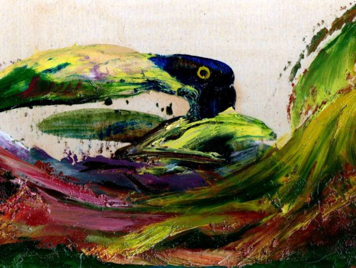 Painting titled "Cheerful Toucan. Ве…" by Vladimir Abaimov, Original Artwork, Oil