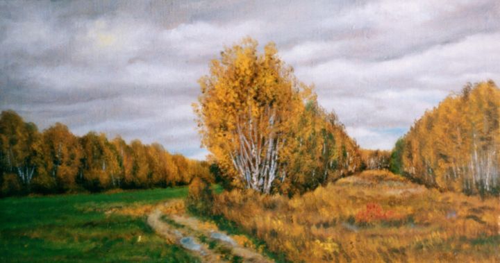 Painting titled "Among the Fields. O…" by Vladimir Abaimov, Original Artwork, Oil