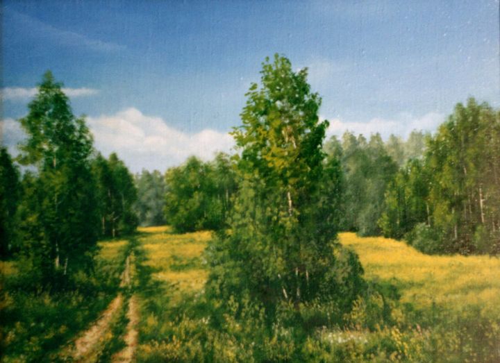 Pintura intitulada "Among the Fields 19…" por Vladimir Abaimov, Obras de arte originais, Óleo