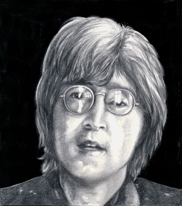 Dessin intitulée "Sir John Lennon" par Vladimir Abaimov, Œuvre d'art originale, Crayon