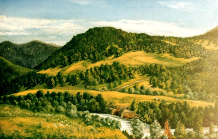 Pintura intitulada "Mountain Altai. Sem…" por Vladimir Abaimov, Obras de arte originais, Óleo