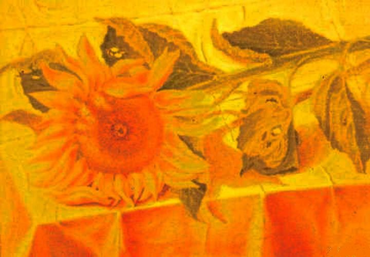 Painting titled "The Sunflower. Подс…" by Vladimir Abaimov, Original Artwork, Oil