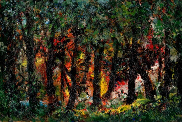 Painting titled "The Garden Named Af…" by Vladimir Abaimov, Original Artwork, Oil