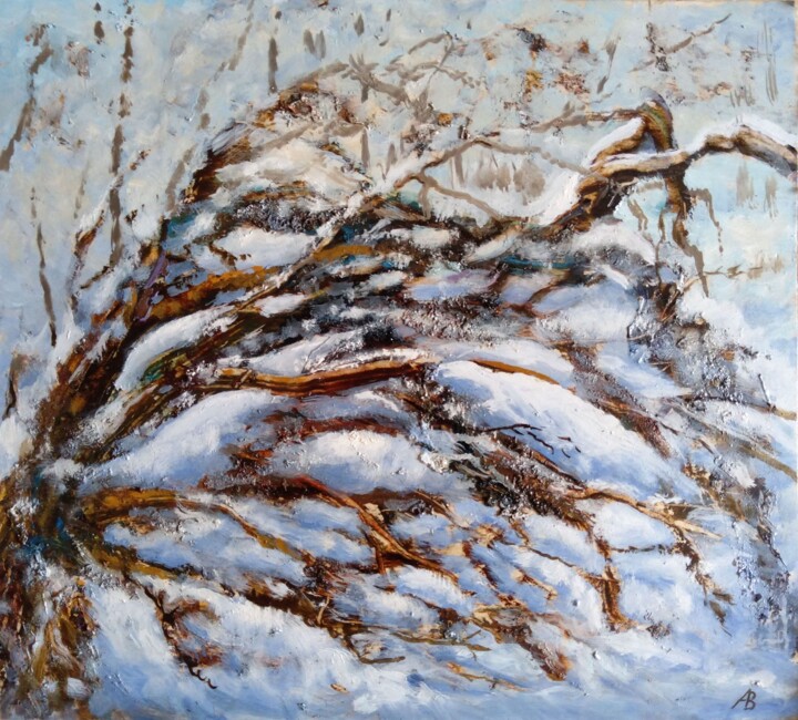 Ζωγραφική με τίτλο "The Windbreak / Бур…" από Владимир Абаимов, Αυθεντικά έργα τέχνης, Λάδι
