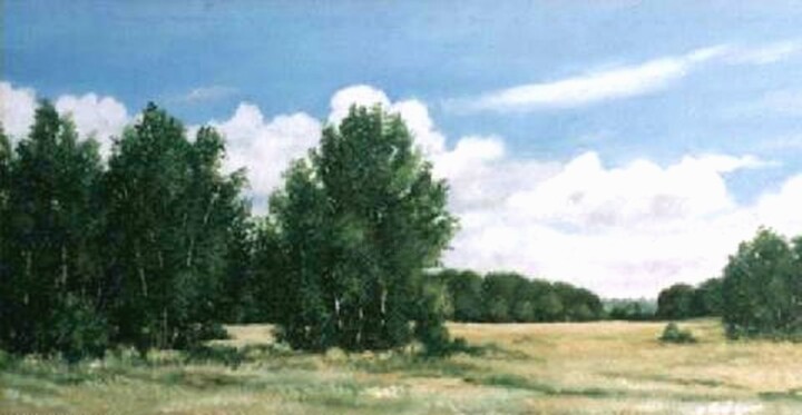 Картина под названием "Among the fields. A…" - Владимир Абаимов, Подлинное произведение искусства, Масло