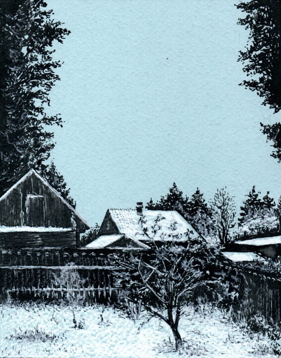 Drawing titled "Among the Winter 31…" by Vladimir Abaimov, Original Artwork, Ink