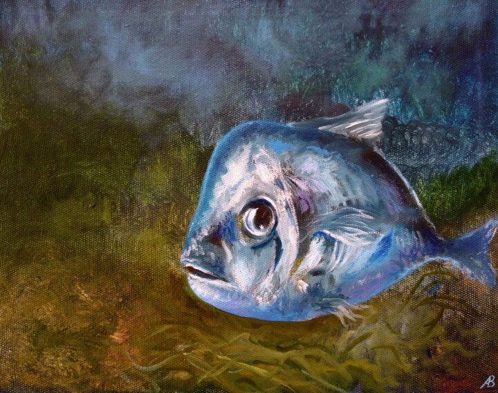 Картина под названием "Small Fish / Рыбка" - Владимир Абаимов, Подлинное произведение искусства, Масло