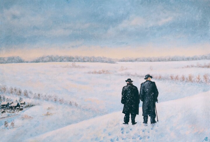 Картина под названием "They talked... / По…" - Владимир Абаимов, Подлинное произведение искусства, Масло