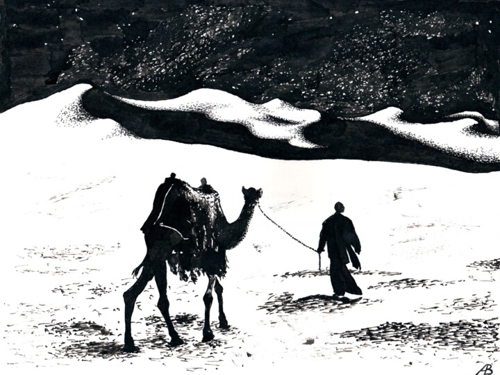 Рисунок под названием "Path in the Sands /…" - Владимир Абаимов, Подлинное произведение искусства, Чернила