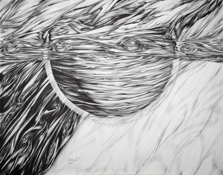 "Building Jupiter" başlıklı Resim Aw Cerde tarafından, Orijinal sanat, Tükenmez kalem