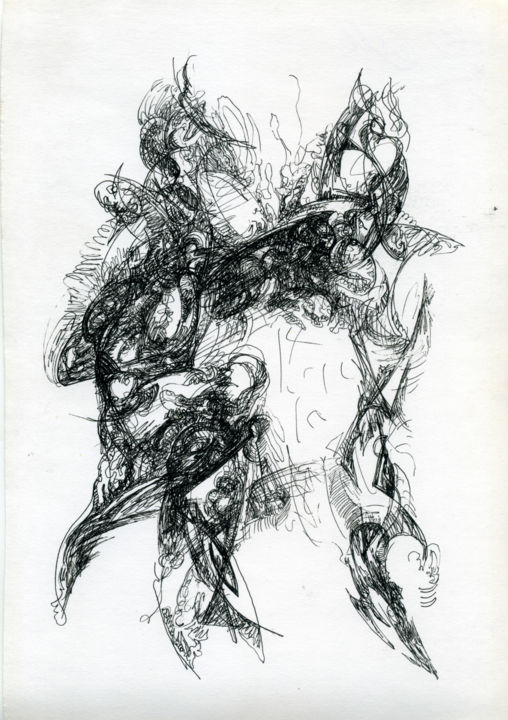 图画 标题为“Sketches in the sha…” 由Ax Malin, 原创艺术品, 圆珠笔