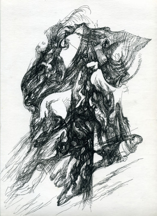 Drawing titled "Sketches in the sha…" by Ax Malin, Original Artwork, Gouache