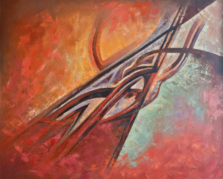 Painting titled "Phoenix." by Ax Malin, Original Artwork, Gouache