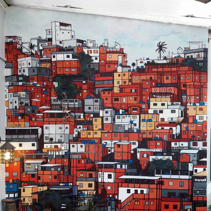 Картина под названием "Favelas" - Ax Creart, Подлинное произведение искусства, Акрил