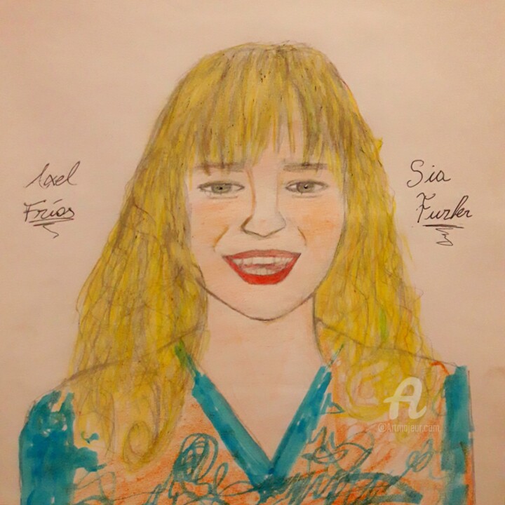 Peinture intitulée "Retrato de Sia Furl…" par Axel Frías, Œuvre d'art originale, Crayon