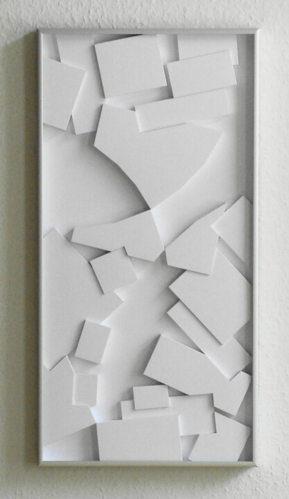 Skulptur mit dem Titel "Wandobjekt  14/9/19…" von Axel Heibel, Original-Kunstwerk, Karton Auf Karton montiert