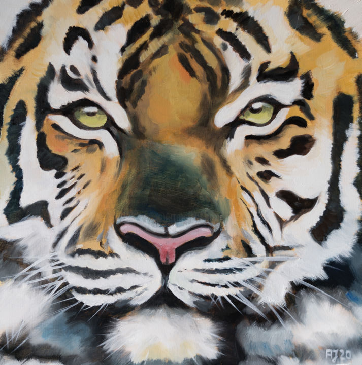 Schilderij getiteld "Tiger" door Axel Jung, Origineel Kunstwerk, Olie