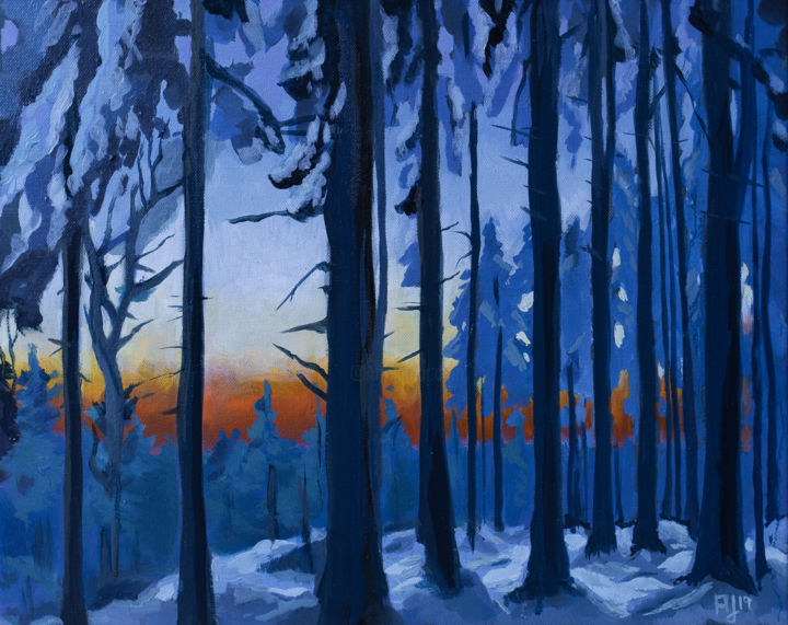 Painting titled "Schnee auf Hoher Wu…" by Axel Jung, Original Artwork, Oil