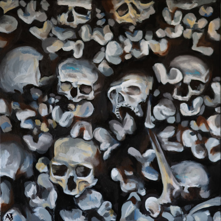 Malerei mit dem Titel "Skulls" von Axel Jung, Original-Kunstwerk, Öl