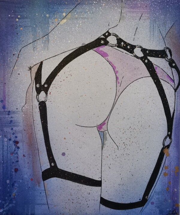 Painting titled "Libertine" by Axelle Chardon, Original Artwork, Acrylic Mounted on Wood Stretcher frame