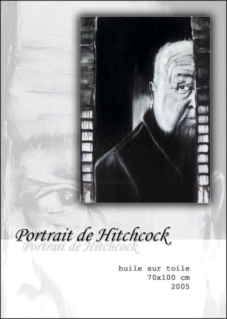 Painting titled "portrait de hitchco…" by Axelle Henriet, Original Artwork