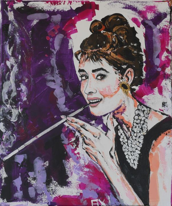 Peinture intitulée "Audrey Hepburn" par By Axl, Œuvre d'art originale, Acrylique