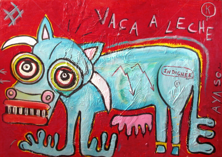 Schilderij getiteld "Vaca a leche (série…" door Aya So, Origineel Kunstwerk, Acryl