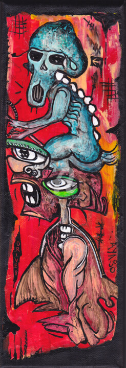 Painting titled ""Monkey is the driv…" by Aya So, Original Artwork, Acrylic
