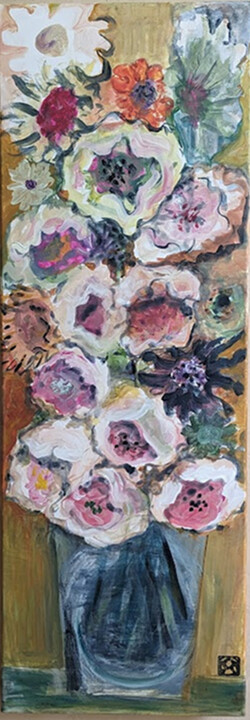 Painting titled "bouquet de fleurs" by Ayako Guerin, Original Artwork, Acrylic Mounted on Wood Stretcher frame